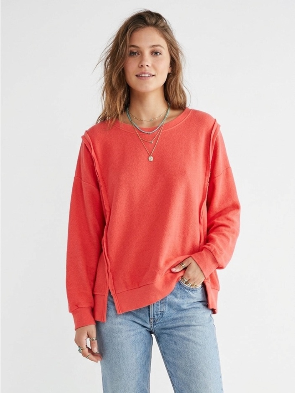 Women’s Coral Crewneck Pullover Sweatshirt